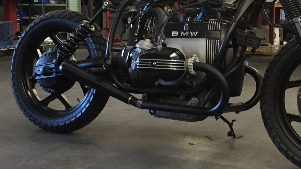 black headers and mufflers on bike