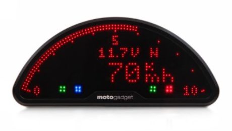 Front view of the Motogadget Motoscope Pro